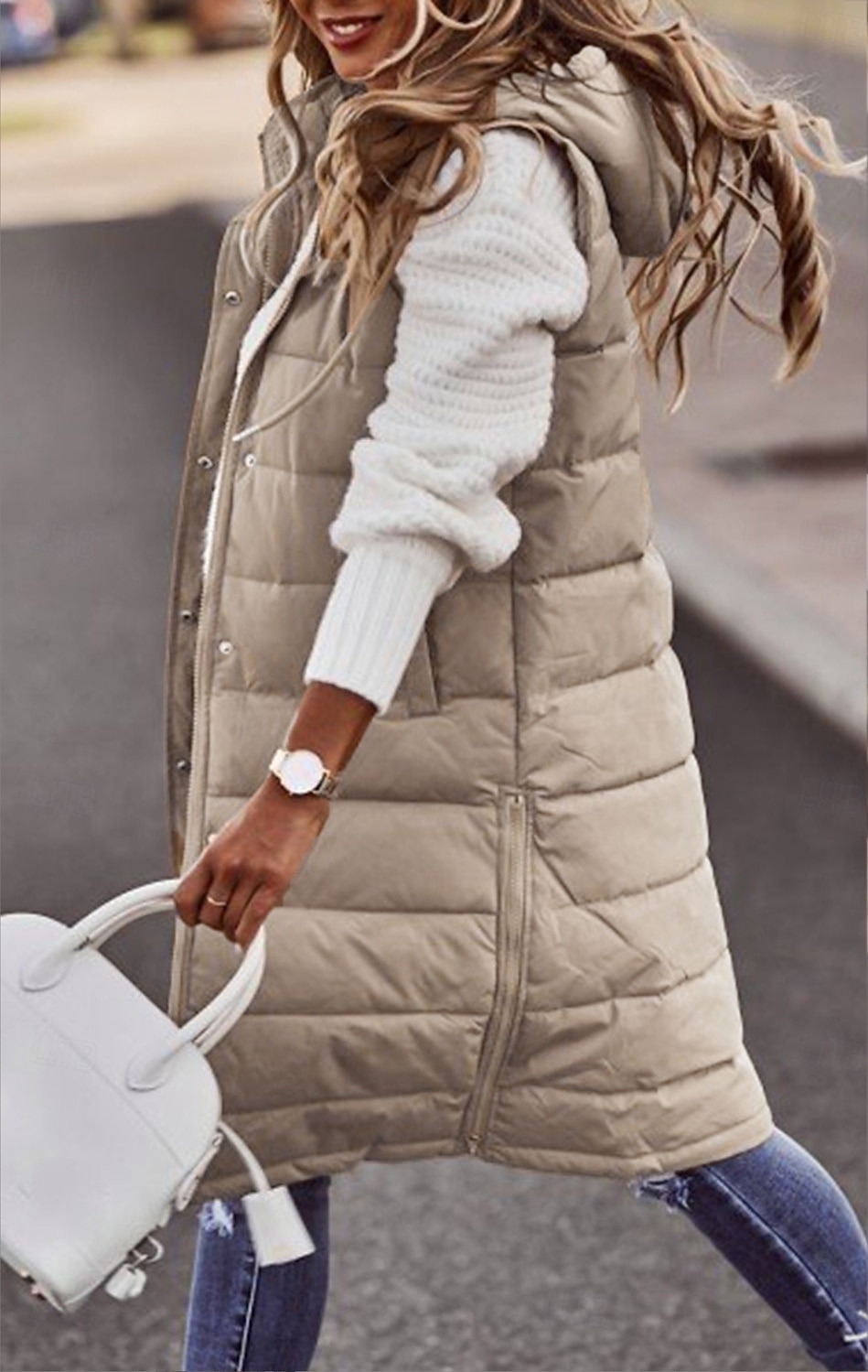 fleeceväst för kvinnor varm ficka fleecefodrad dragkedja uppbäddning elegant enfärgad lös passform ytterkläder ärmlösa vår höst vit khaki s m l xl 2xl 2025 - $36.99 –P1