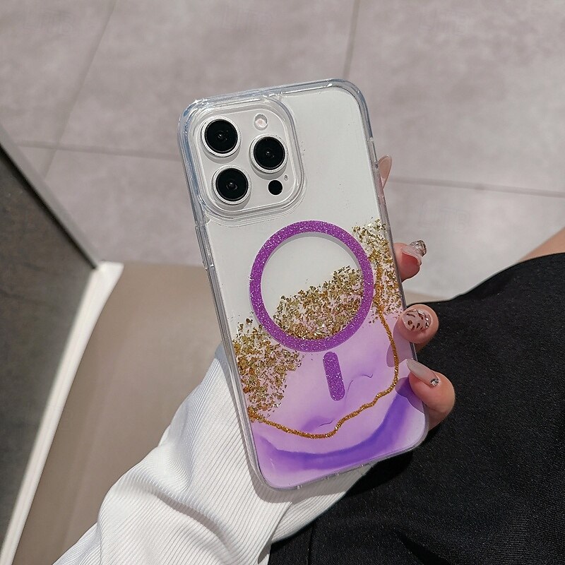Phone Case For iPhone 16 Pro Max Plus iPhone 16 iPhone 16 Pro iPhone 15 Pro Max Plus iPhone 15 iPhone 14 Pro Max iPhone 13 12 11 Pro Max Back Cover Magnetic Support Wireless Charging Bling Glitter 2025 - $16.99 –P12