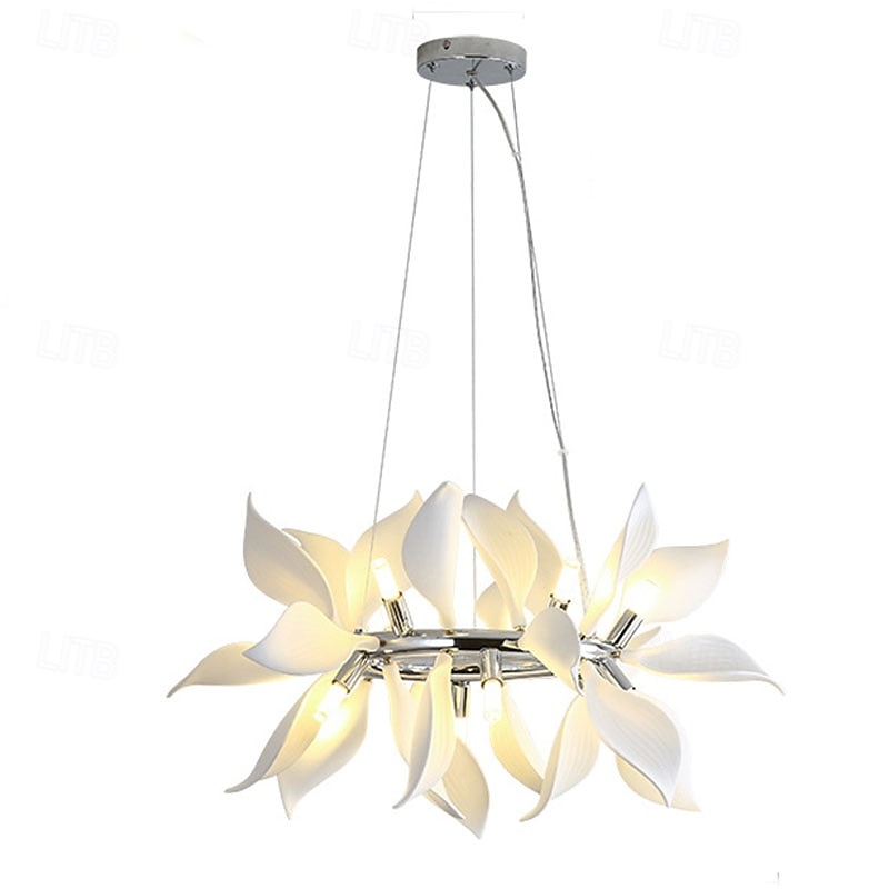 Lámpara colgante de pétalos de porcelana blanca, lámpara colgante de lujo moderna, lámpara colgante para techo, lustre 110-240v 2025 - $490.19 –P3