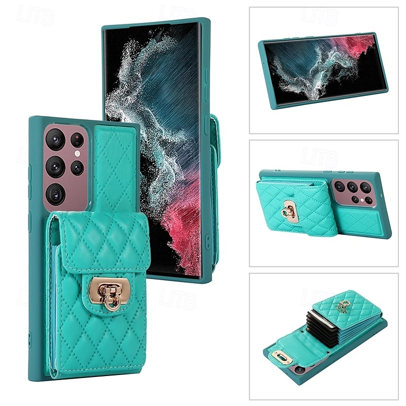 telefone Capinha Para S24 S23 S22 S21 Ultra Plus S21 FE A54 A34 A14 S20 Plus S20 Ultra A53 A12 A52 Samsung A13 5G S20 FE Capa traseira Com Suporte com cordão Slot para cartão Retro TPU Couro PU de 2025 por $23.99 –P1