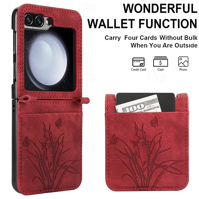 Phone Case For Z Flip 7 Z Flip 6 Z Flip 5 Z Flip 4 Z Flip 3 Back Cover with Stand Holder Card Slot Shockproof Retro TPU PU Leather 2025 - $15.99 –P8
