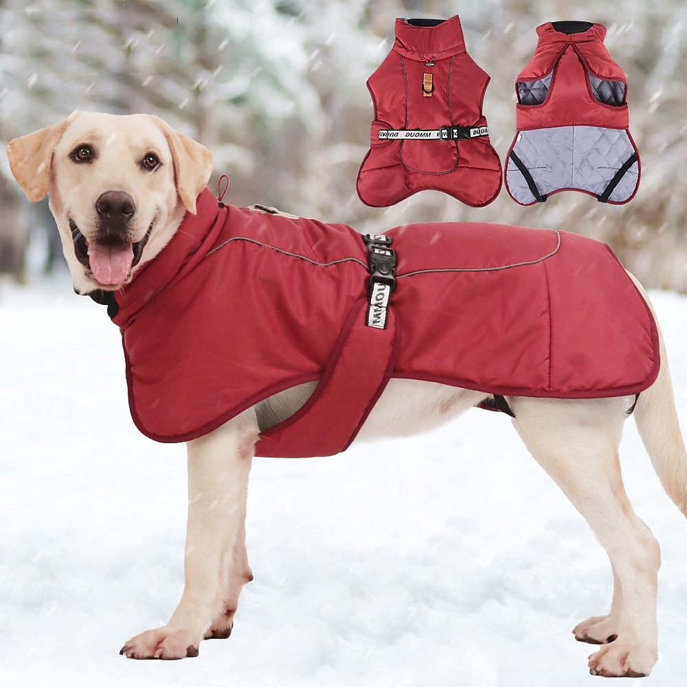 Hunder Frakker Jakke Parka jakke med sele Reflekterende Varm Vannbestandig utendørs Hundeklær for Medium Large 2025 - $26.99 –P7