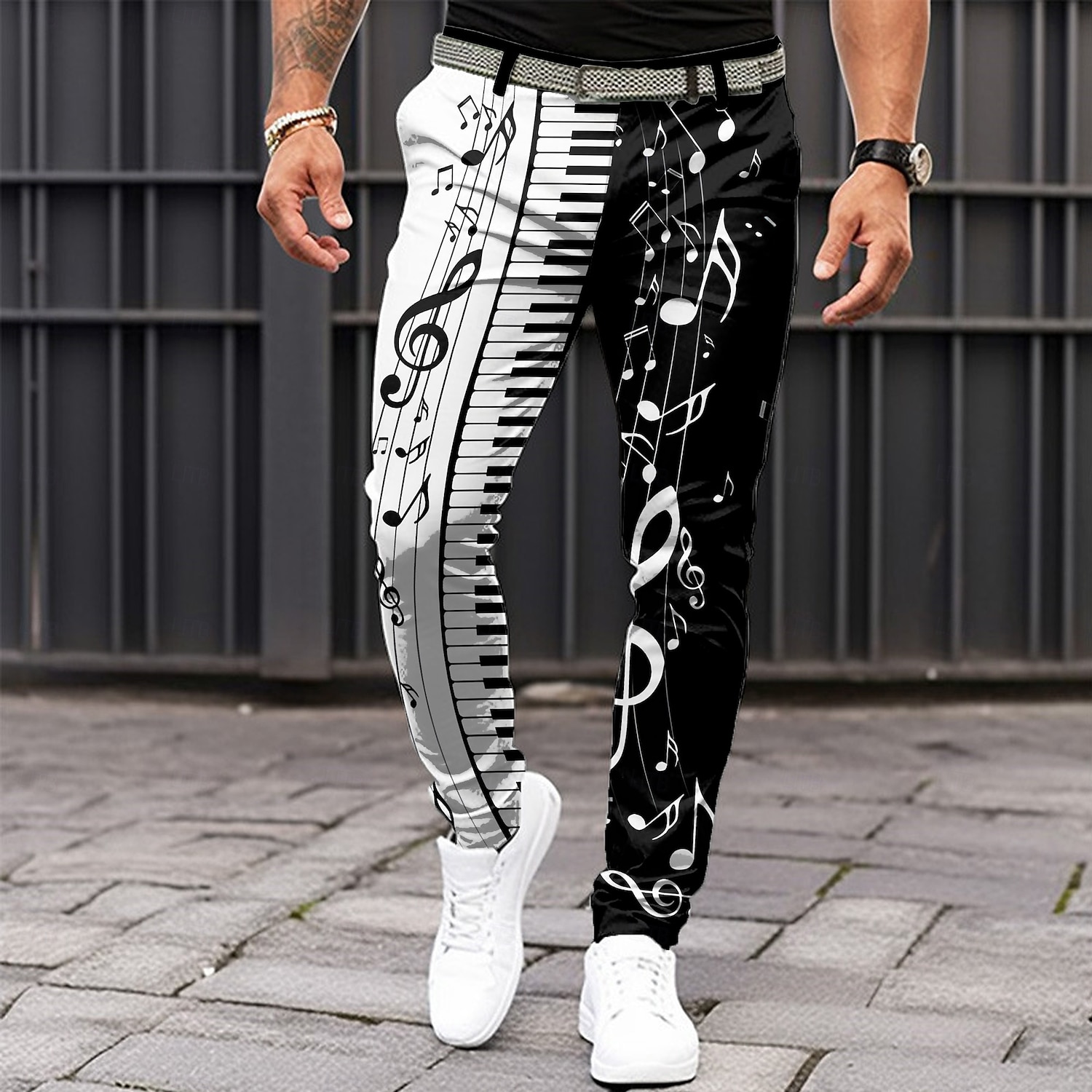 Per uomo Musica Tasti panoramici pantaloni della tuta Vita normale Di tendenza Affari casual Formale Esterno Interni Cerniera Tasche Estate Primavera Autunno Stampa 3D Nero del 2025 a $29.99 –P1