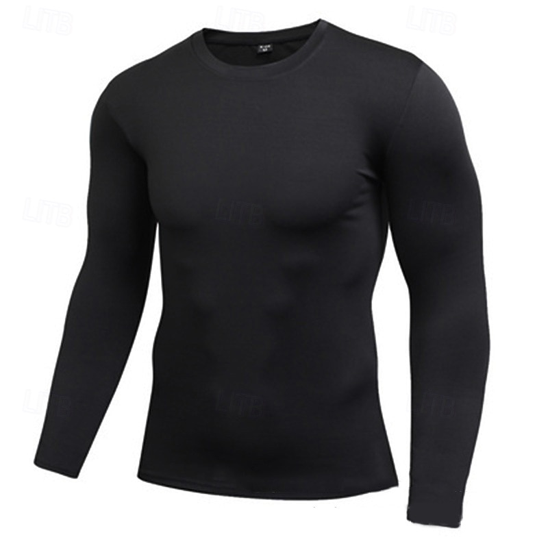 Voor heren Hardloopshirt Compressieshirt Lange mouw T-shirt Casual Sportkleding Herfst Ademend Sneldrogend Sportschooltraining Hardlopen Wandelen Sportkleding Sportkleding Effen Zwart Wit Rood 2025 - $15.99 -P8