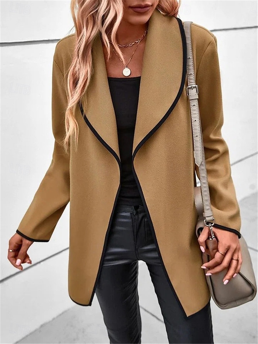 Women's Winter Coat Outdoor Street Daily Wear Fall Winter Regular Coat Regular Fit Thermal Warm Breathable Stylish Casual Jacket Long Sleeve Plain Oversize Camel 2025 - $41.99 –P1