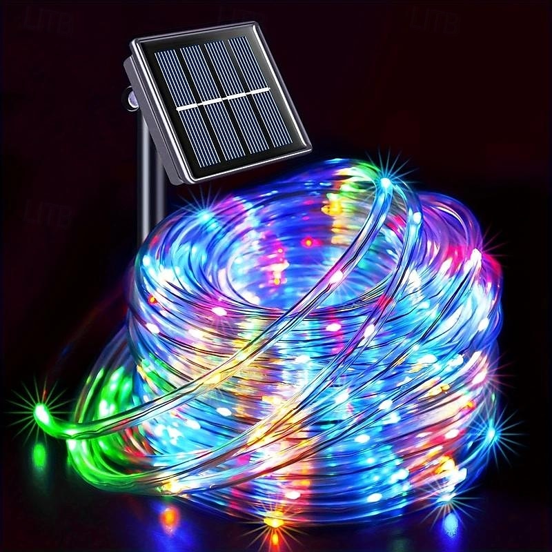 7m-50leds/12m-100leds/22m-200leds świąteczna zewnętrzna lampa solarna na balkon, dziedziniec, ogrodzenie, schody, świąteczna atmosfera, dekoracyjny sznur świetlny 2025 - $12.49 –P5