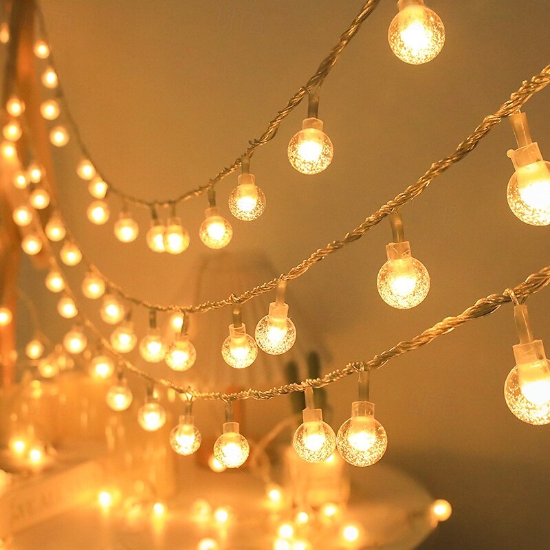 luci di natale a forma di palla di cristallo, luci di fata a forma di bolla, 5 m, 50 LED, alimentate a batteria, ghirlande, luci per albero di natale, capodanno, festa, casa, giardino, balcone, del 2025 a $12.99 –P6