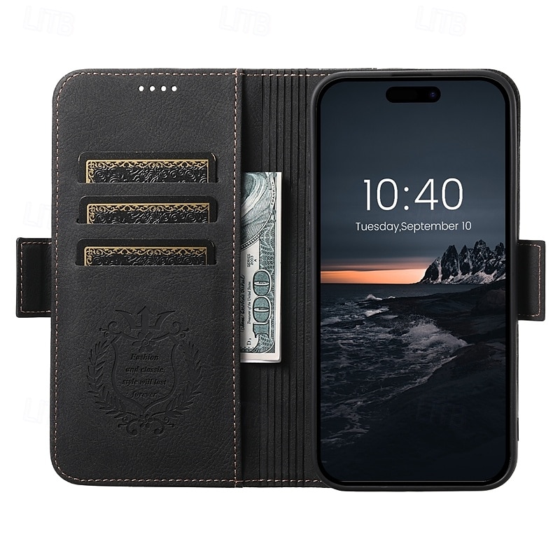 2025年 電話 ケース 用途 iPhone 16 Pro Max プラス iPhone 15 プロマックスプラス iPhone 14 13 12 Pro Max Plus バックカバー スタンド付き 磁石バックル ワイヤレス充電をサポート レトロ風 TPU PUレザー コレクション – $31.99 –P6