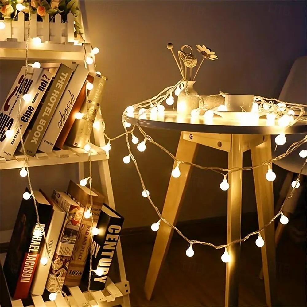 10м 80 LED светодиодные шары на батарейках наружные струнные огни для вечеринок садов и праздничного декора 2026 - $26.99 –P14