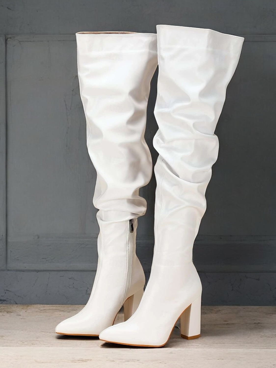 botas femininas pretas largas acima do joelho – bico fino estiloso com salto bloco para moda de inverno e roupas de noite de 2025 por $59.99 –P4