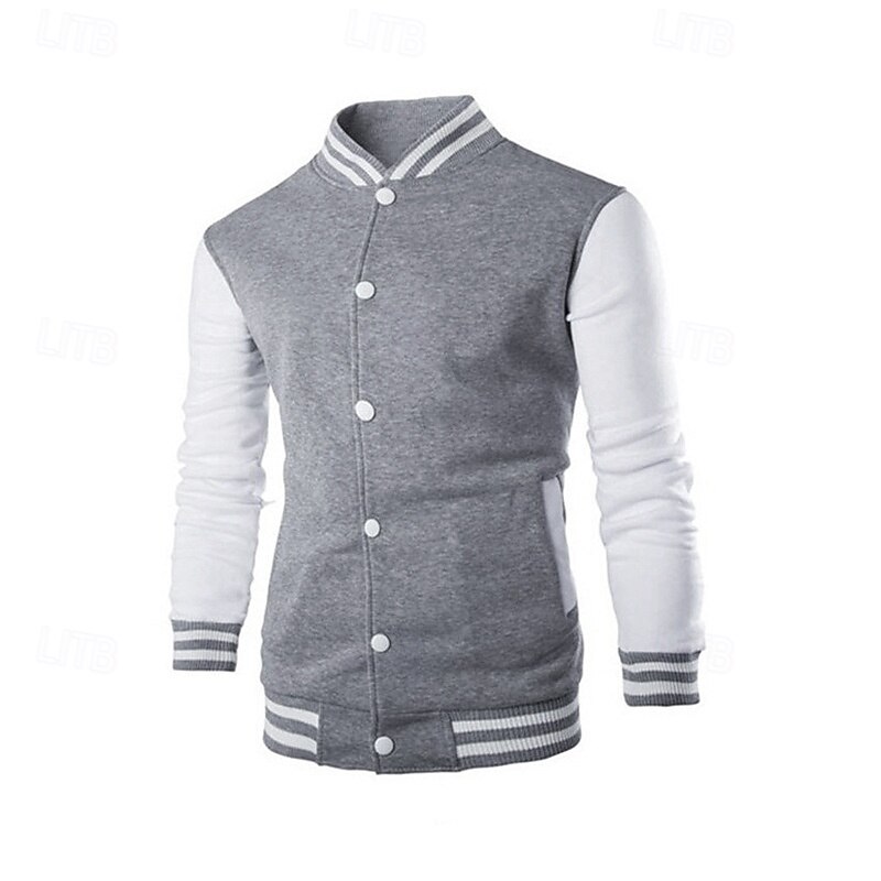 Herren Leichte Jacke Sommerjacke Bomberjacke übergangsjacke Urlaub Alltagskleidung Warm Klassicher Stil Frühling & Herbst Farbblock Komfort Freizeit Stehkragen Hellgrau Wein Schwarz Dunkelmarine Blau 2025 - $29.99 –P5