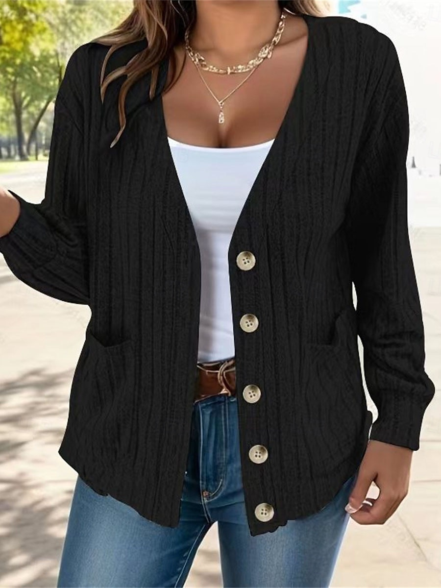 Manteau Femme Extérieur Plein Air Usage quotidien mode Décontractées Avec poches Court Manteau Noir Vert Gris Automne Hiver Boutonnage Simple Col V Standard S M L XL 2XL de 2025 ? $37.99 –P3