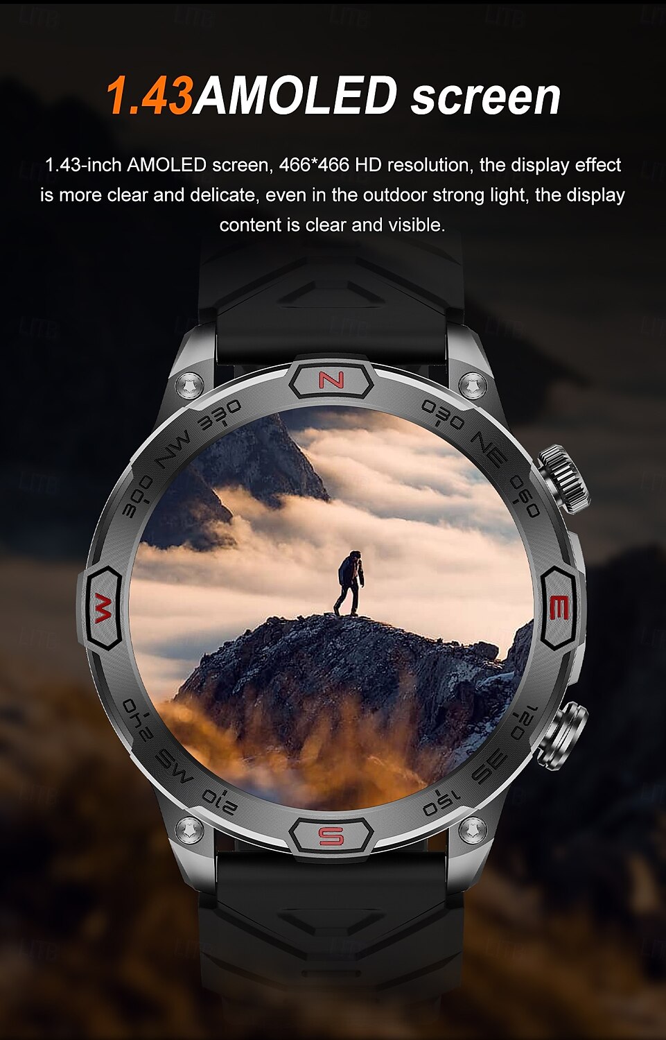KC86 Smart Watch 1.43 AMOLED Screen 1ATM Waterproof Compass Altitude Barometer LED Flashlight Sports Watch 2025 - $61.99 –P4