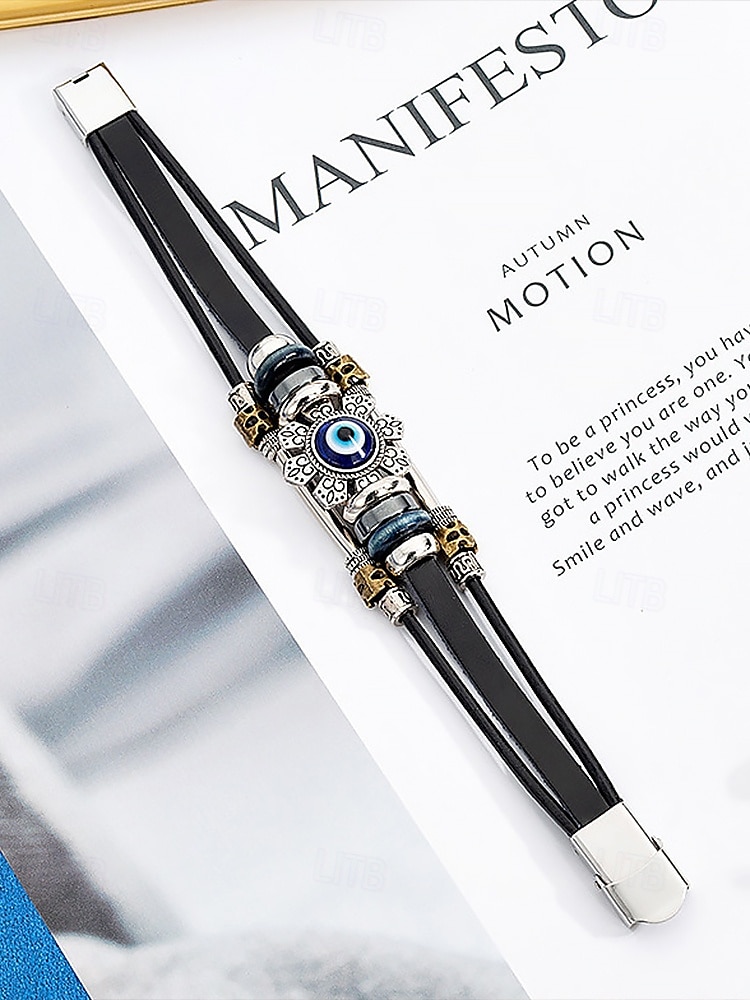 bracelet en cuir pour homme avec des accents en métal vintage – bijoux de protection bohème de 2025 ? GBP £6 –P4