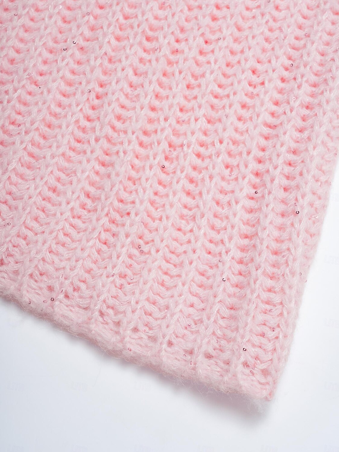 Dame Genser Rullekrage Riflet Strikke Ull Polyester Nylon Paljetter Drop Shoulder Vinter Fritid / hverdag Strikketøy Daglig Fritid Langermet Helfarge Rosa S M L 2025 - $72.99 –P13