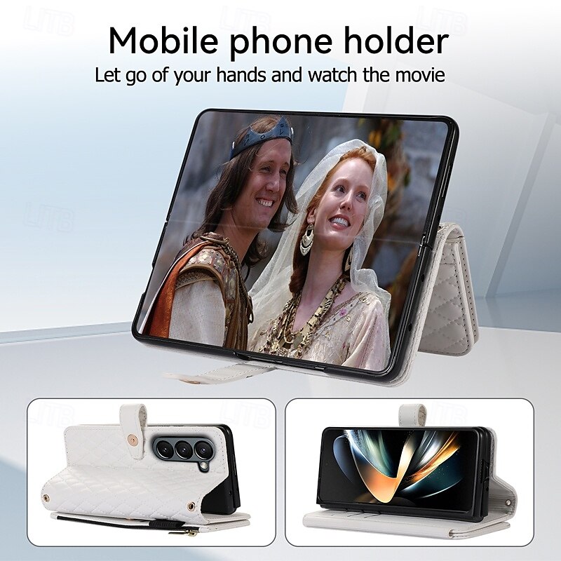 Phone Case For Z Fold 6 Z Fold 5 Z Fold 4 Z Fold 3 Flip Cover with Stand Holder Zipper with Wrist Strap Retro TPU PU Leather 2025 - $23.99 –P8