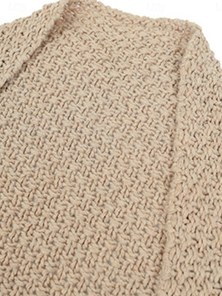 Femme Pull Chandail Gilet Cardigan Décontractées Flexible Couleur monochrome A côtes Ouvrir le devant Tricoté Manche Chauve-souris manche longue Hauts réguliers Tricoter Extérieur du quotidien Fin de de 2025 ? $48.99 –P9