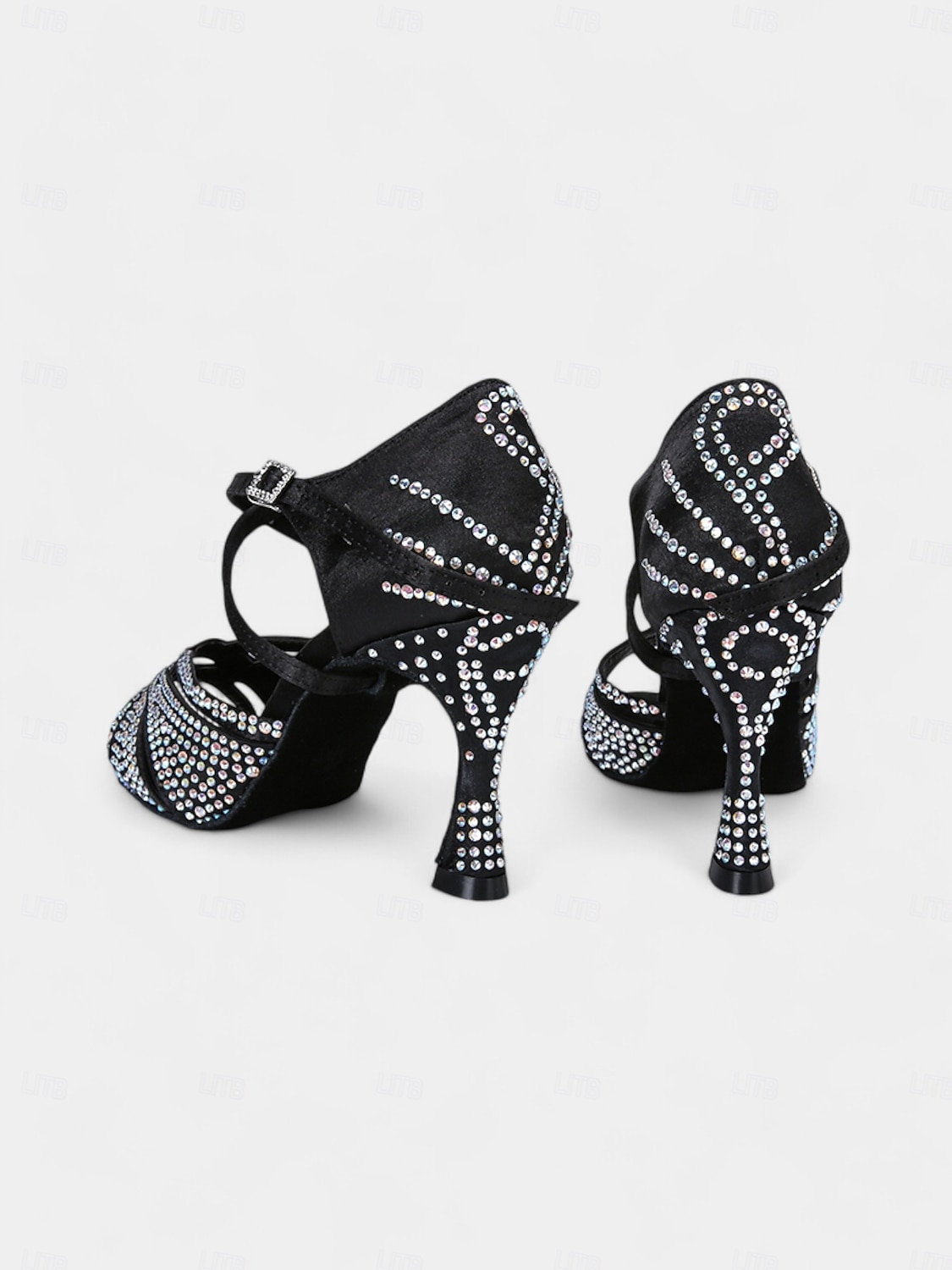 Escarpins de danse pour femmes en strass dorés avec brides croisées et semelle en daim – idéals pour les spectacles de danse de salon et de danse latine de 2025 ? $54.99 –P3