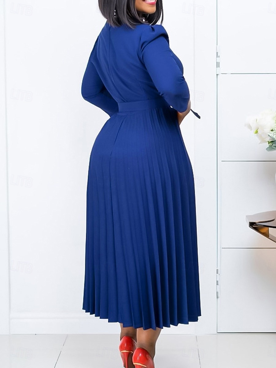 Pentru femei Rochie de lucru Rochie casual Rochie A line Modă Zilnic Rochii Midi Zdrobit Peteci În V Manșon Lung Simplu Fit regulat Galben Roșu-aprins Albastru piscină Toamnă Iarnă S M L XL XXL 2025 - $44.99 –P6