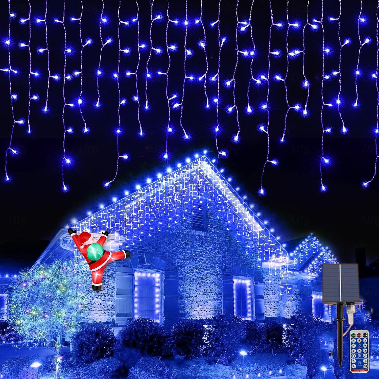 10M 400Leds Solar Icecle Curtain String Lights Christmas Outdoor Courtyard Garden Eaves Fence Stairs Festive Atmosphere Decorative Light String 2025 - $52.99 –P12