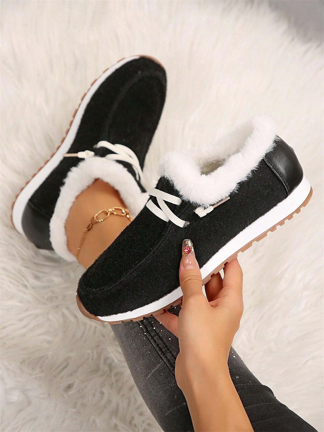 Women's Faux Fur Lined Winter Slip-On Shoes – Cozy and Flexible Warm Casual Shoes for Indoor and Outdoor Wear 2025 - $26.99 –P5