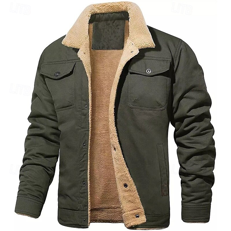 Miesten Fleecetakki Talvi ulko- Pidä lämpimänä Fleece-vuori Fleecetakit Kiipeily Telttailu / Retkely / Luolailu Matkailu Tumman harmaa Vaalea khaki Musta Valkoinen Armeijan vihreä 2025 - $49.99 –P7