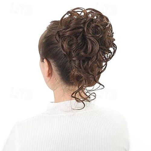 rommelige knot haarstuk, super lang warrig opgestoken haar knot extensions golvend haar wrap paardenstaart haarstukjes haar scrunchies met elastische haarstukjes voor vrouwen meisjes 2025 - $12.99 –P5
