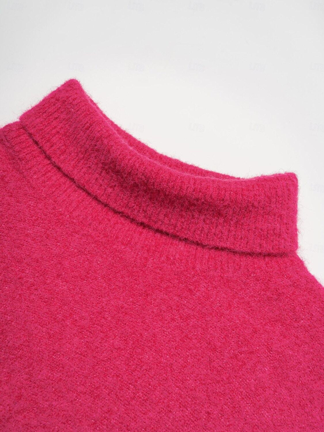 turtleneck ribbestrikket ullblanding drop shoulder flaggermusermet genser 2025 - $72.99 –P9