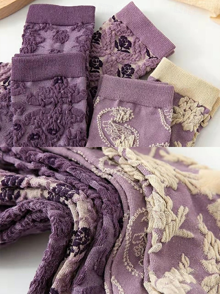 șosete vintage de damă cu broderie florală – design retro elegant, ideal pentru purtarea de zi cu zi 2025 - $14.99 –P10