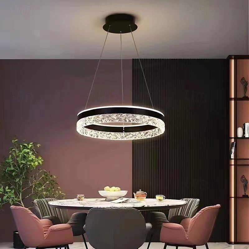 Nordic Style Single Design Chandelier Living Room Ceiling Light Ring Iron Hanging Lamp Dimmable Pendant Light 110-240V 2025 - $192.99 –P1