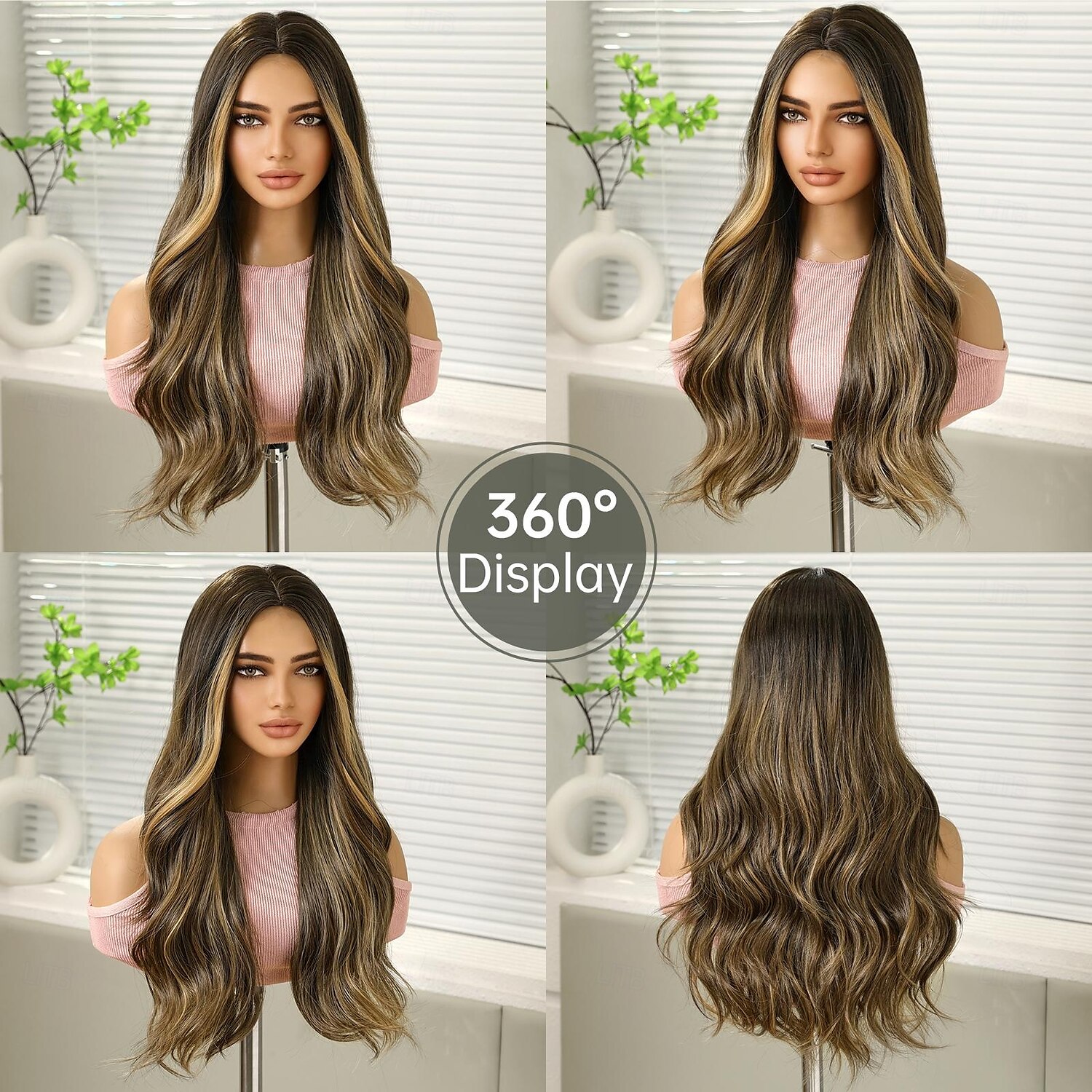 Perruque Synthétique Bouclé Ondulé Partie médiane Fabriqué à la machine Perruque 26 pouces Noir / Brun Cheveux Synthétiques Femme Mignon Cosplay Soirée Blond de 2025 ? $40.99 –P4