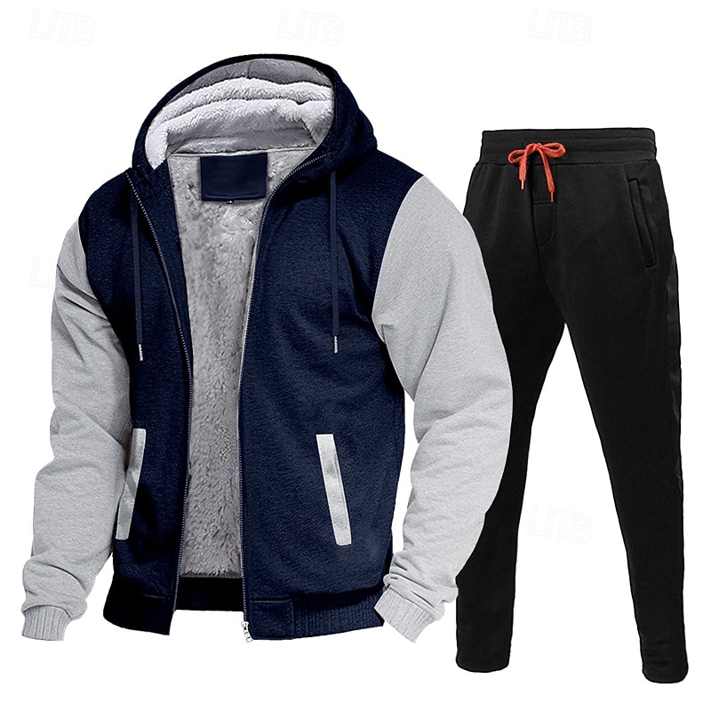Men's Tracksuit Sweatsuit Black Red Navy Blue Light Grey Dark Gray Hooded Color Block Drawstring 2 Piece Streetwear Cool Spring Fall Clothing Apparel Hoodies Sweatshirts  2026 - $47.99 –P4