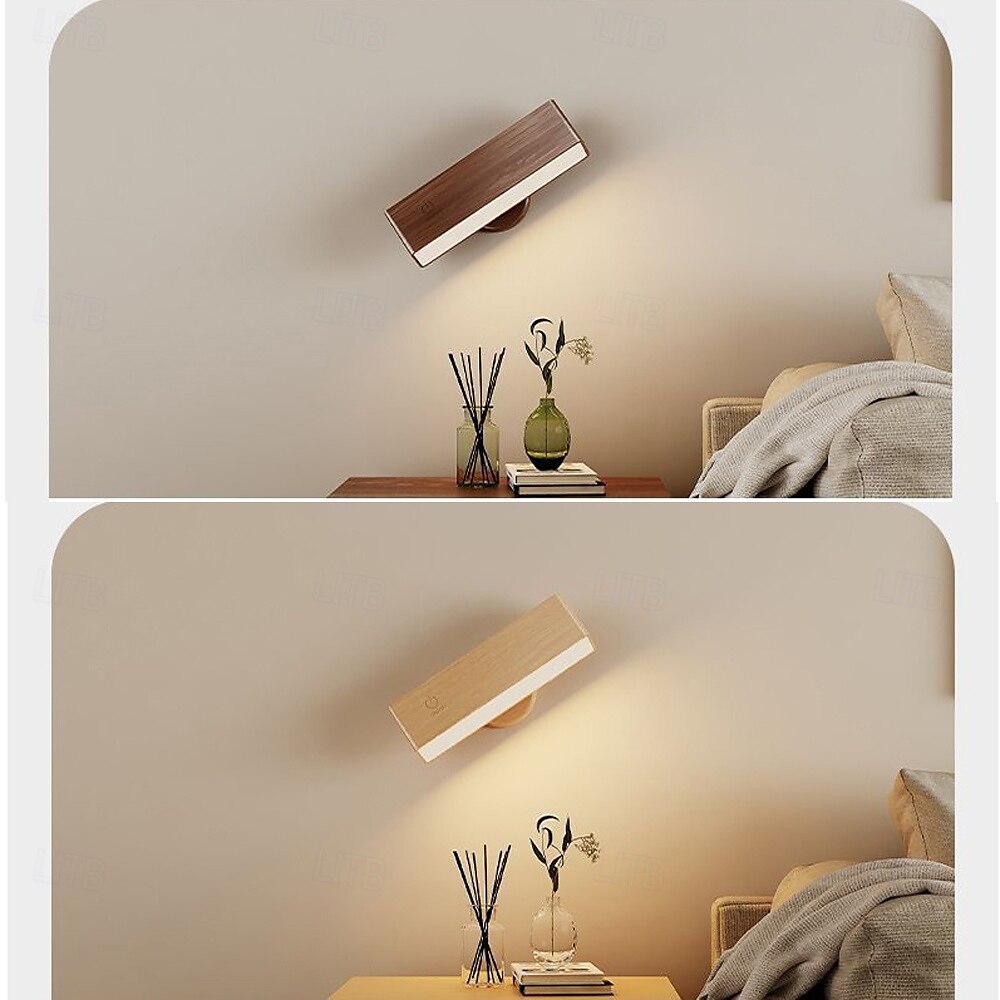 Nordic Wood Wall Lamp, 360° Rotating Dimmable Wall Sconce with Touchable Magnetic Cordless Mount for Bedroom & Reading 2025 - $50.99 –P6