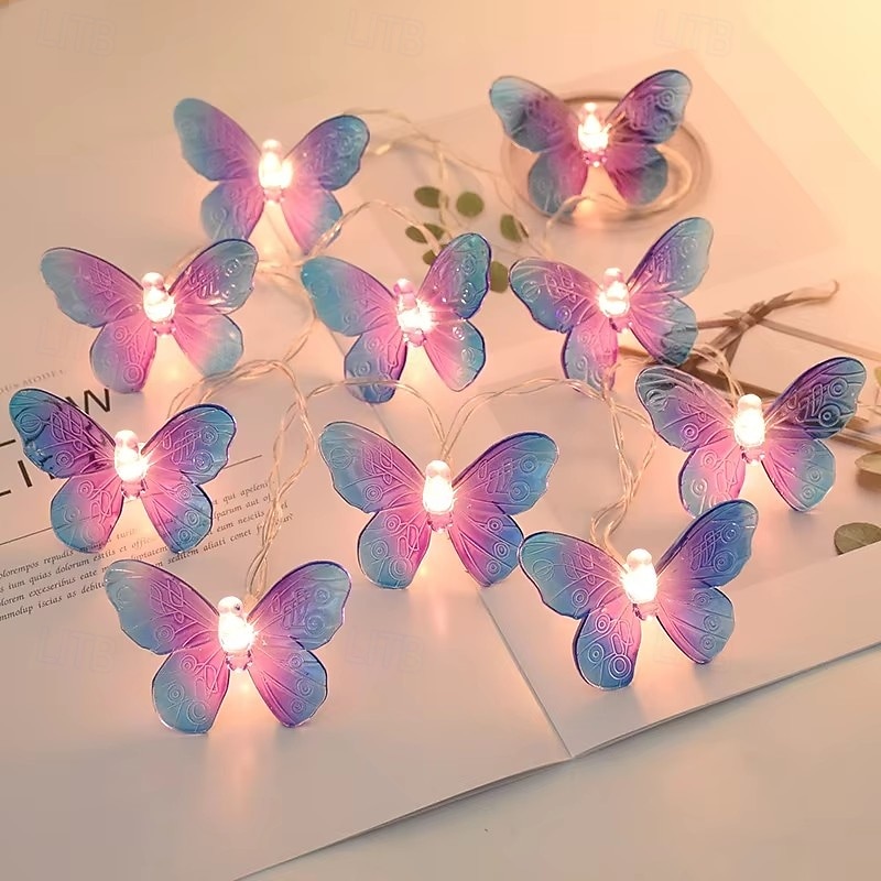 Guirlande lumineuse papillon, 1,5 m/3 m, 10/20 LED, alimentée par batterie, pour Noël en intérieur&amp;décoration extérieure de 2025 ? $13.49 –P3