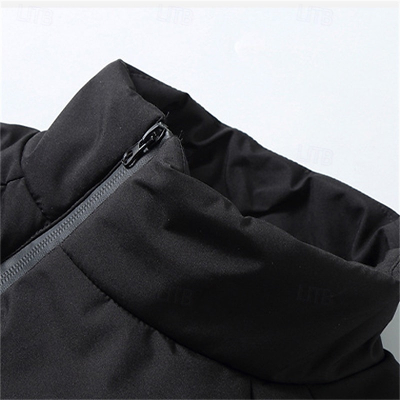Herr Pufferväst Dagligen Ledigt Vår & Höst Ficka Polyester Bekväm Ensfärgat Pullover Normal Svart Grå Väst 2025 - $38.99 –P4