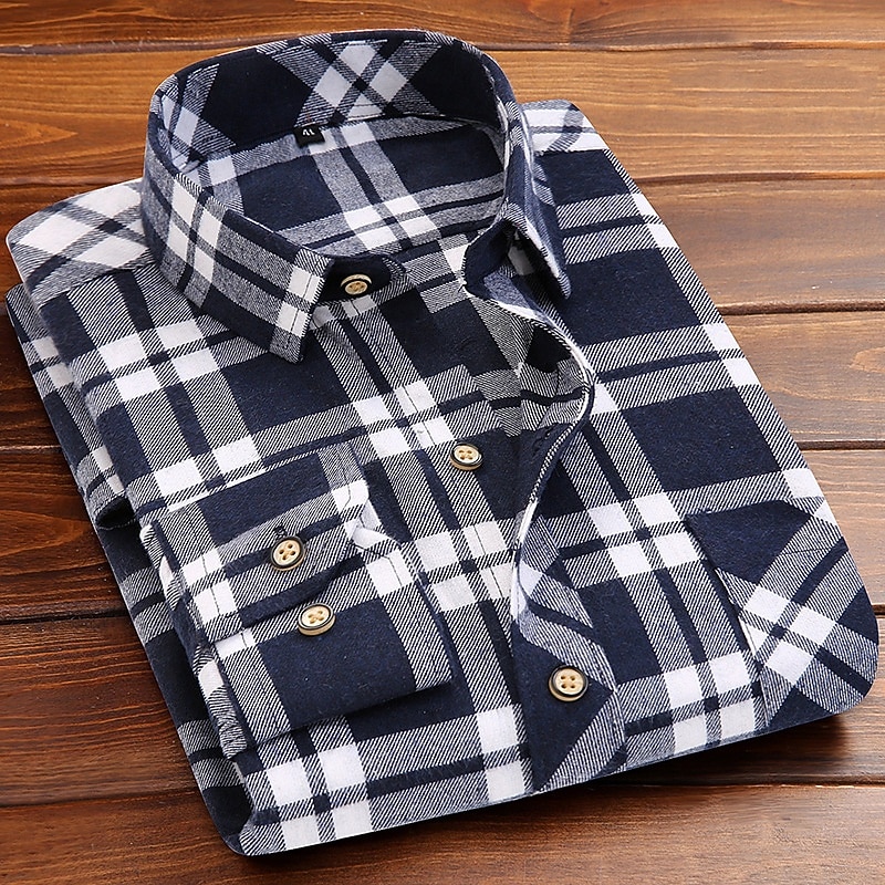 Per uomo Camicia Camicia di flanella Sovracamicia A quadri Natale Esterno Bianco Rosso Blu marino scuro Verde Manica lunga Inverno Primavera & Autunno Abbigliamento del 2025 a $26.99 –P5