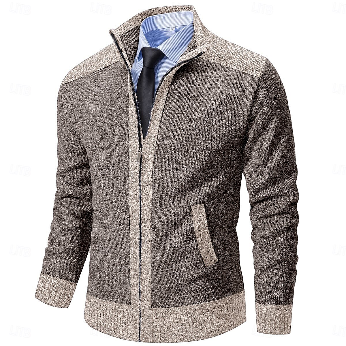 Per uomo Cardigan Maglione Maglione da abito Maglione in pile A coste Maglia Corto Lavorato a maglia Color Block Colletto alla coreana Top caldi Contemporaneo moderno Da tutti i giorni Per uscire del 2025 a $31.99 –P4