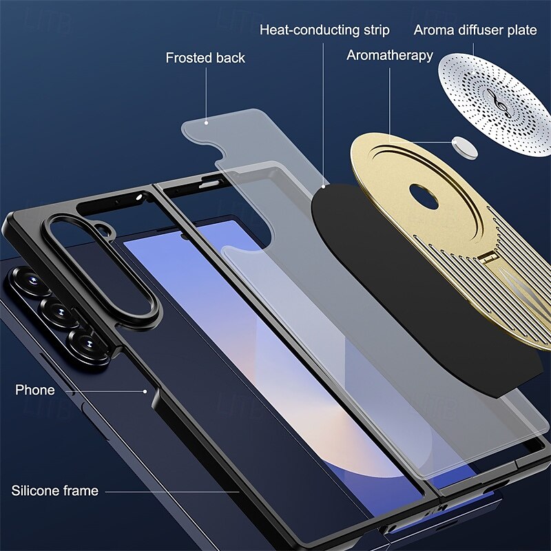 2025年 電話 ケース 用途 サムスンのギャラクシー Zフォールド6 Z Fold 5 磁気吸着ケース スタンド付き 磁石バックル ワイヤレス充電をサポート 幾何学模様 PC メタル シリコーン  コレクション – $29.99 –P4