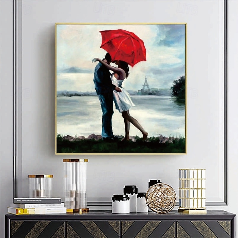 Ölgemälde, handgefertigt, umarmendes Liebespaar, Ölgemälde – handgemaltes impressionistisches Ölgemälde „Pariser Liebende“ auf Leinwand, Spachtelkunst, Ölgemälde, bestes Geschenk für Wohnzimmer 2025 - $125.99 –P3