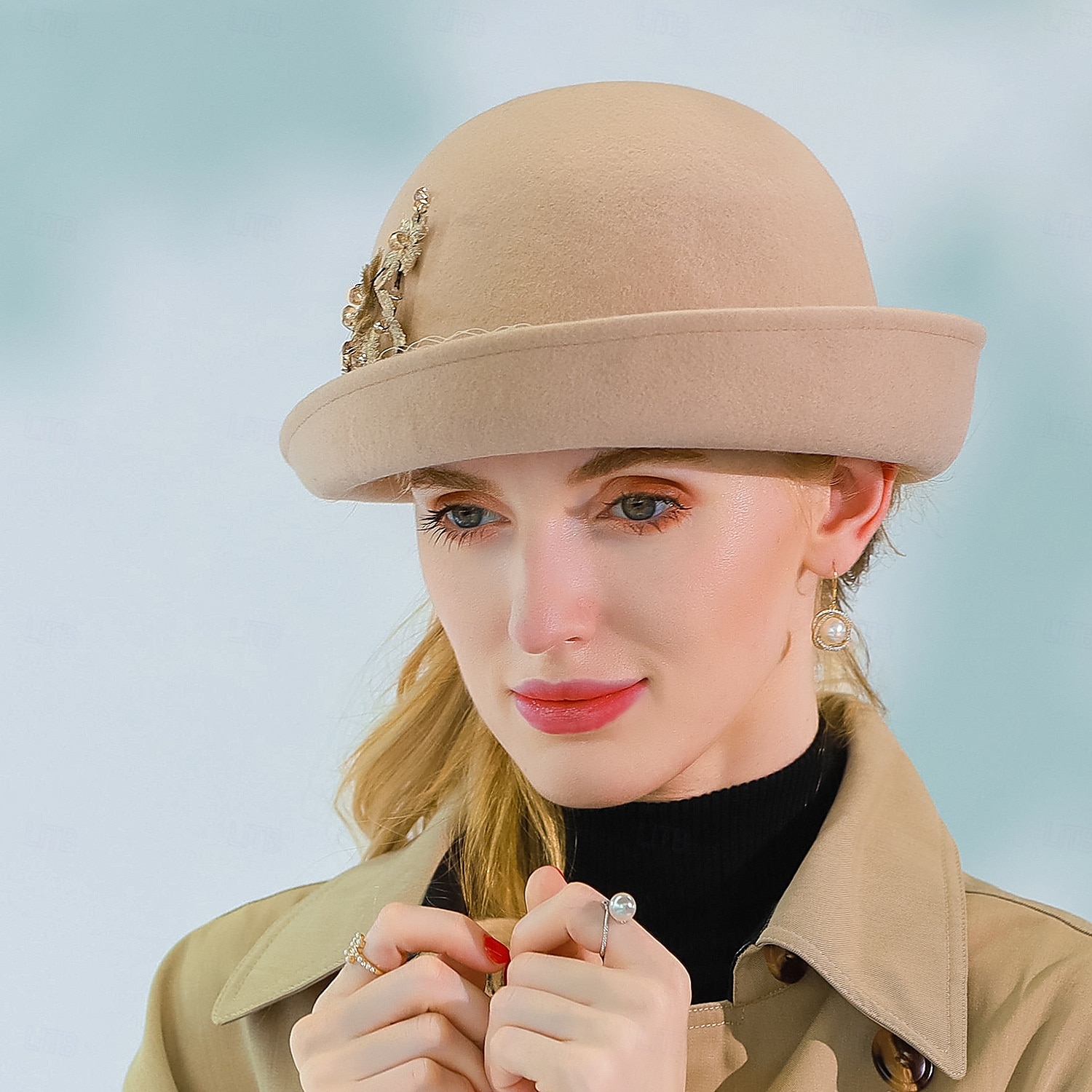 chapéus chapéu de lã chapéu chapéu chapéu fedora chá de casamento elegante casamento com boné renda lateral chapéu chapéu de 2025 por $41.99 –P2