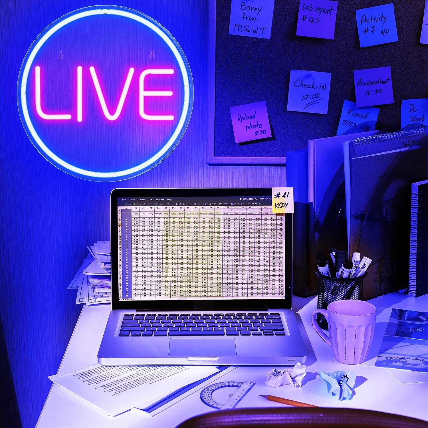 lumini cu neon live, lumini cu neon cu led live, lumini cu LED rotunde pentru jucători - semn cool de streaming/înregistrare live pentru studio, perete, dormitor, decor sala de jocuri 2025 - $55.99 –P7