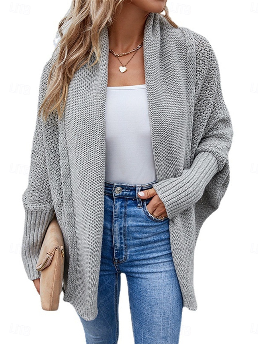 Femme Pull Chandail Gilet Cardigan Décontractées Flexible Couleur monochrome A côtes Ouvrir le devant Tricoté Manche Chauve-souris manche longue Hauts réguliers Tricoter Extérieur du quotidien Fin de de 2025 ? $48.99 –P4
