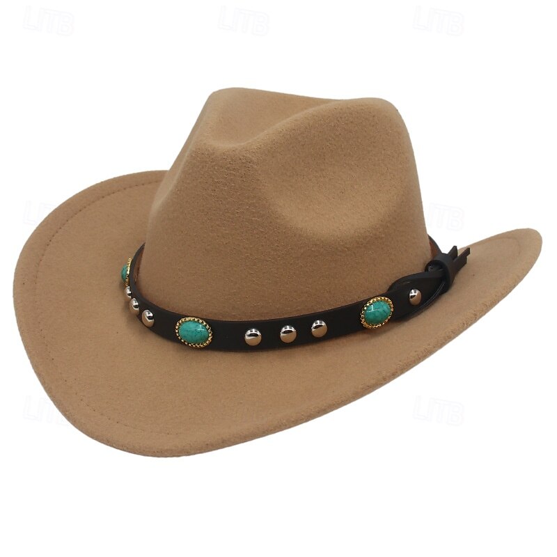 Men's Kentucky Derby Hat Sun Hat Cowboy Hat Fedora Trilby Hat Black Red Woolen Vintage Style Fashion 18th Century State of Texas Daily Theme Party Solid / Plain Color Sunscreen Cosplay 2025 - $12.99 –P4