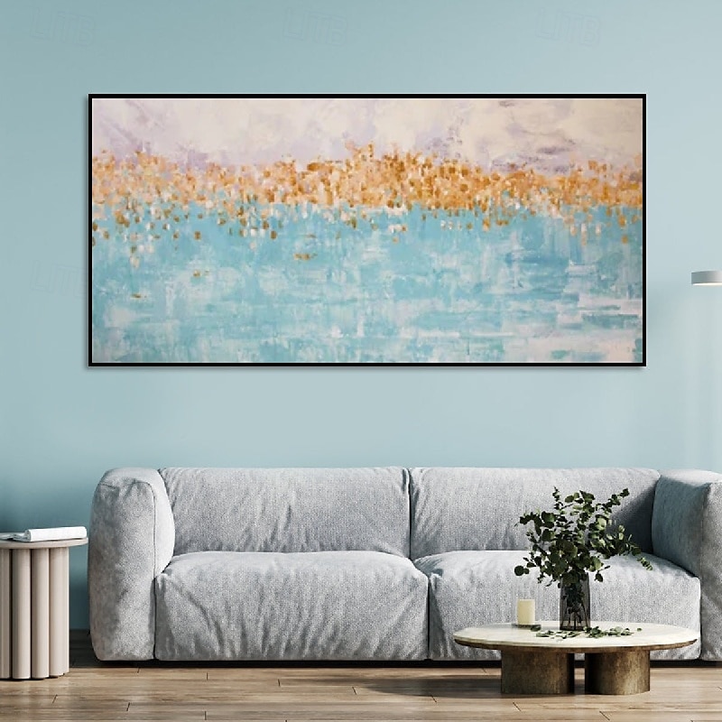 Handmade Colorful abstract blue gold Oil Painting on Canvas Large hand painted Abstract Textured Boho modern oil painting Wall Art Contemporary Minimalist artwork for Living Room bedroom home Decor 2025 - $61.99 –P3