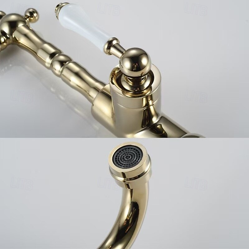 konyhai csaptelep 360 forgó antik mosogató csaptelep csaptelep divat arany mosogató csap réz hideg-meleg mosdócsap 2026 - $155.99 –P6