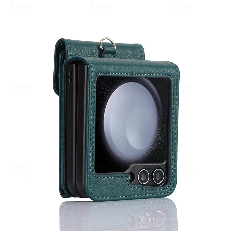 Phone Case For Z Flip 6 Z Flip 5 Z Flip 4 Z Flip 3 Back Cover with Stand Holder with Lanyard Card Slot Retro TPU PU Leather 2025 - $23.99 –P7