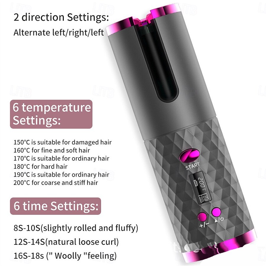 Wireless Automatic Hair Curlers Rechargeable Automatic Hair Curlers Adjustable Temperature and Timer Portable Wireless Hair Styling Tools Mother's Day Gifts Women's Gifts 2025 - $31.99 –P7