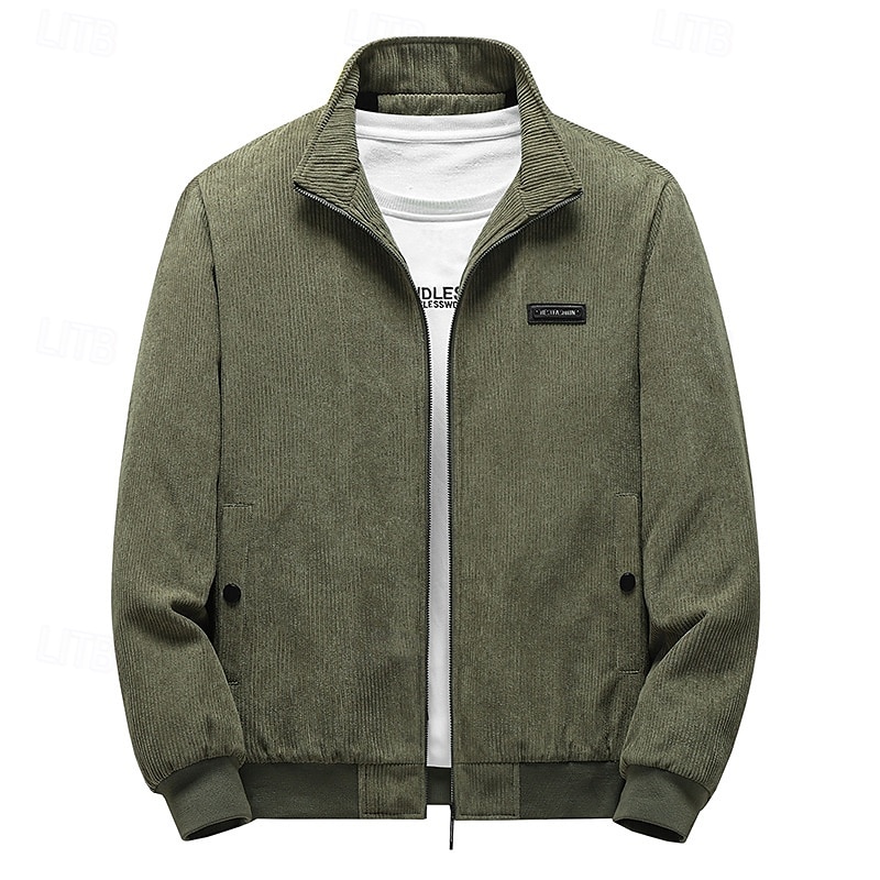 Herren Winterjacke Cordjacke Fleecejacke Freizeitjacke Täglich Urlaub warm Tasche Vlies Herbst Winter Glatt Modisch Strassenmode Ständer Standard Schwarz Gelb Armeegrün Grau Jacken 2025 - $41.99 –P11