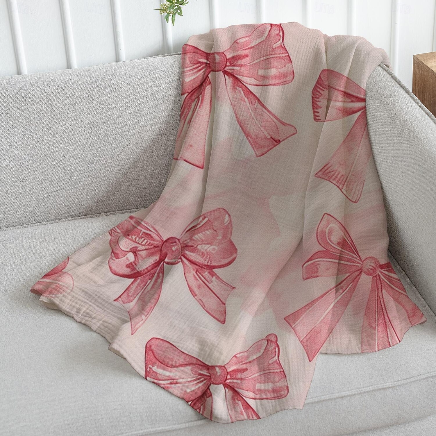 Pink Bow Blanket Soft and Cozy Throw with Elegant Bow Design Perfect for Adding a Touch of Charm and Comfort to Your Home Decor Ideal  Gift For Chirstmas Xms 2025 - $17.49 –P10
