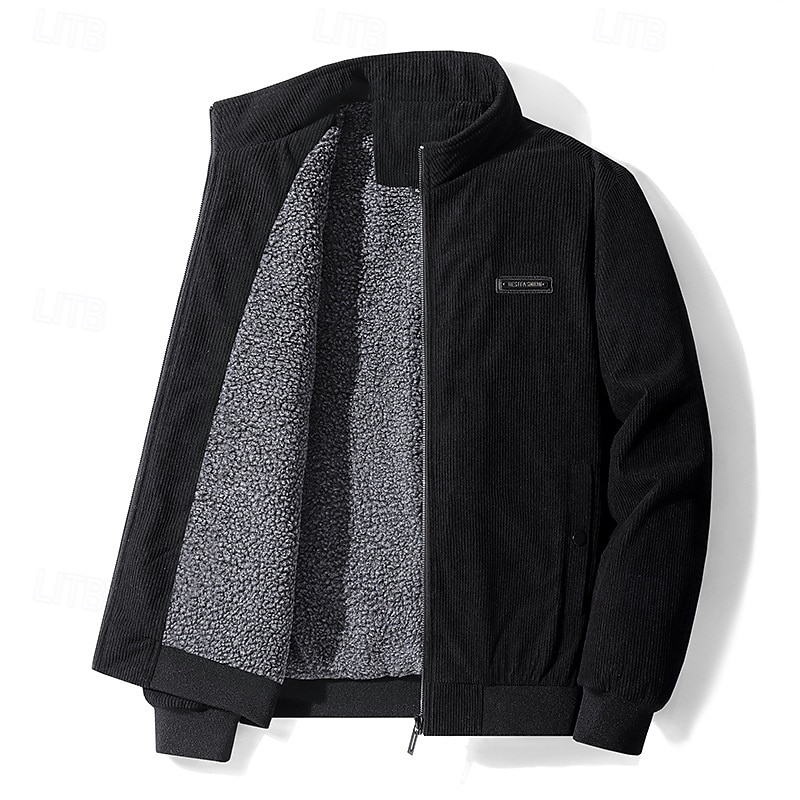 Herren Winterjacke Cordjacke Fleecejacke Freizeitjacke Täglich Urlaub warm Tasche Vlies Herbst Winter Glatt Modisch Strassenmode Ständer Standard Schwarz Gelb Armeegrün Grau Jacken 2025 - $41.99 –P13